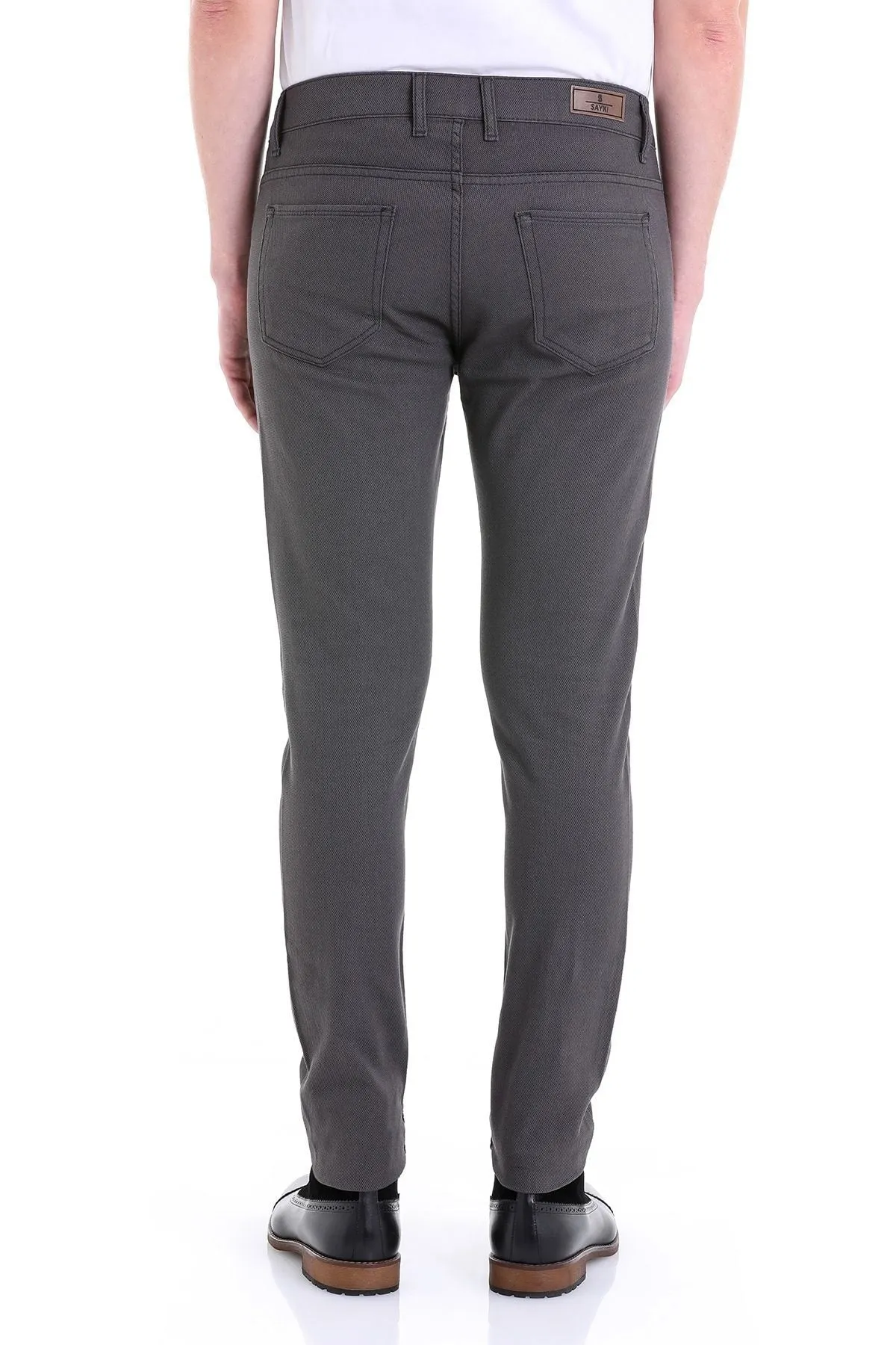 Slim Fit Gray 5 Pocket Low Waist Cotton Casual Pants