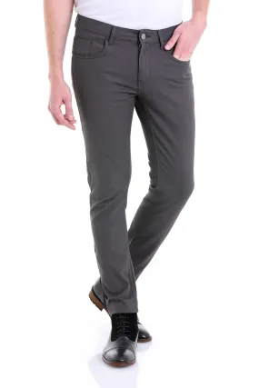 Slim Fit Gray 5 Pocket Low Waist Cotton Casual Pants