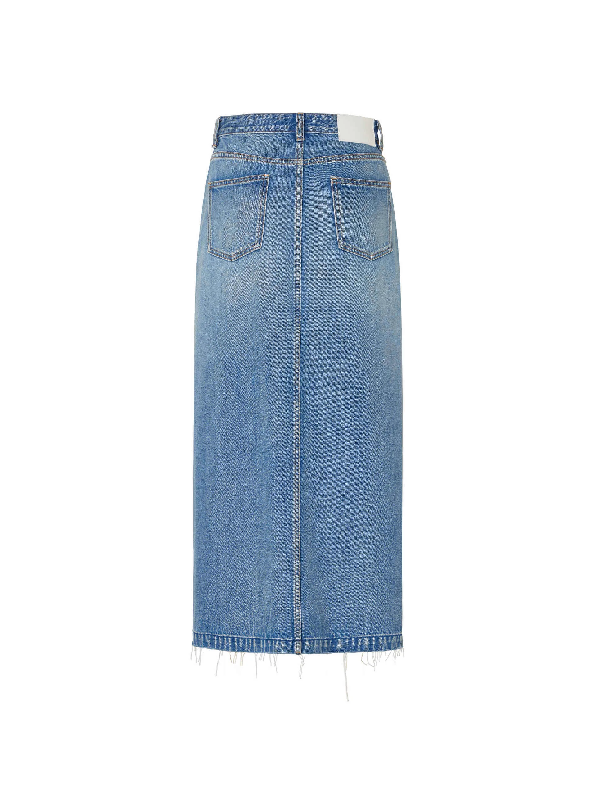 Slit Detailed Maxi Denim Skirt