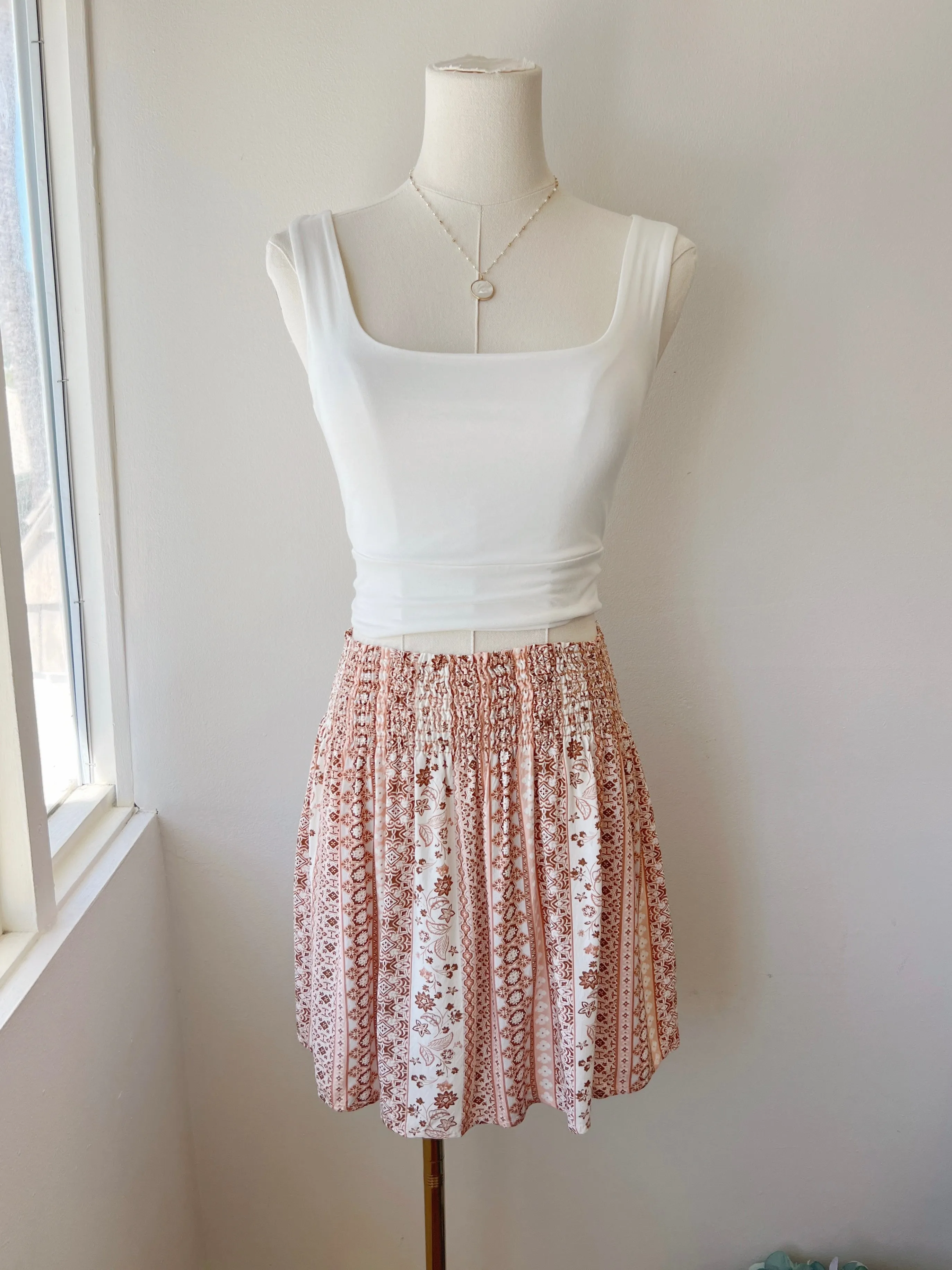 Smocked Mini Skirt (2 COLORS) (FINAL SALE)