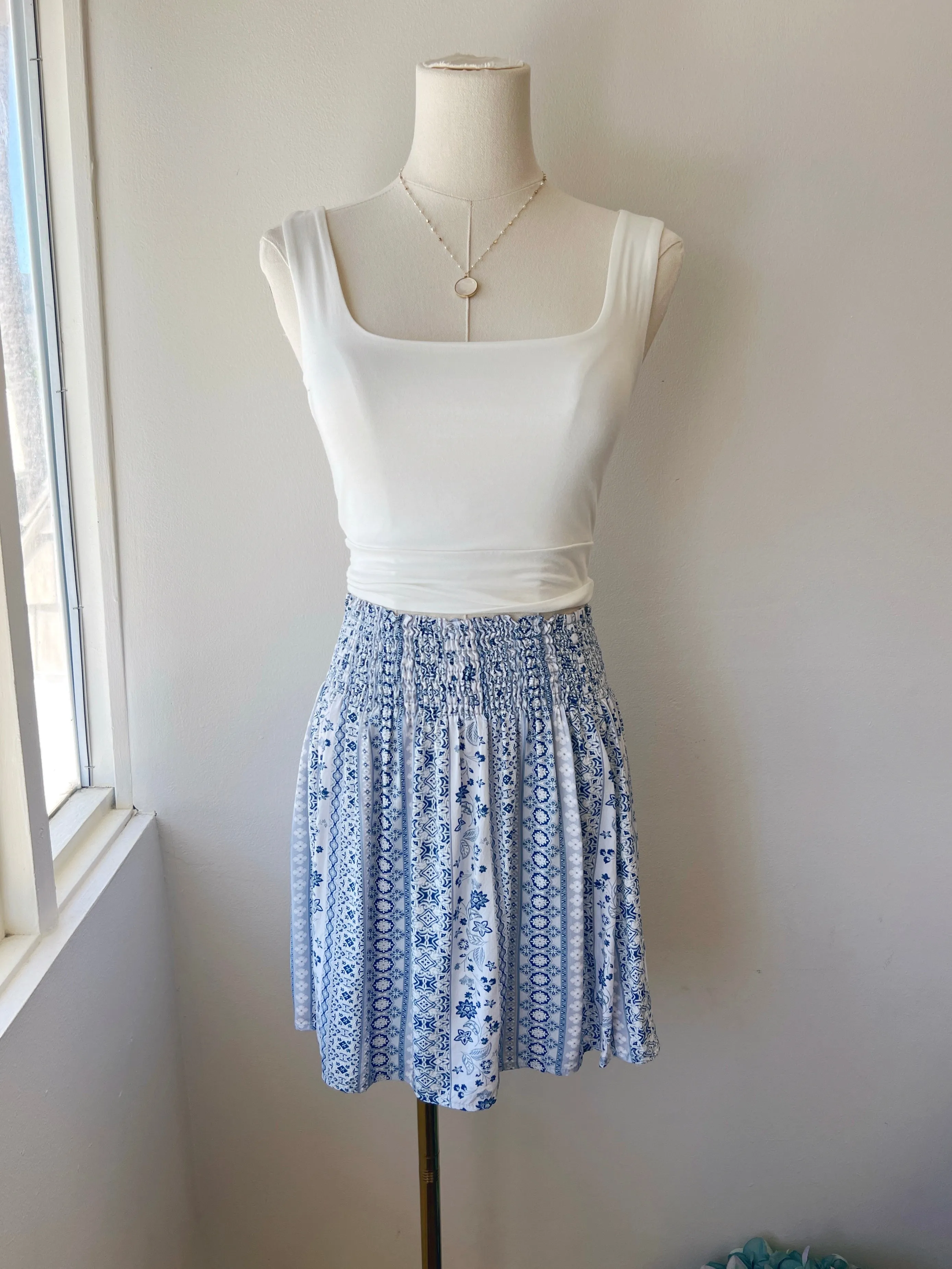 Smocked Mini Skirt (2 COLORS) (FINAL SALE)