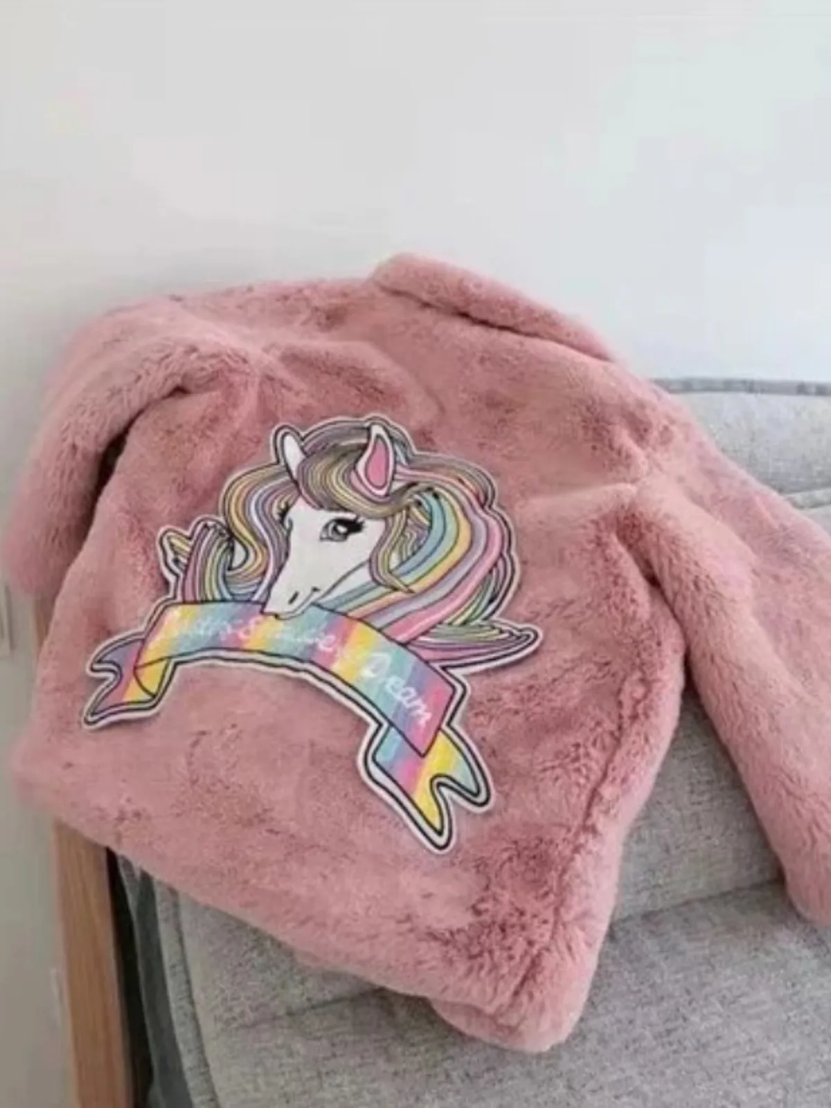 Sprinkle Magic Faux Fur Unicorn Winter Coat