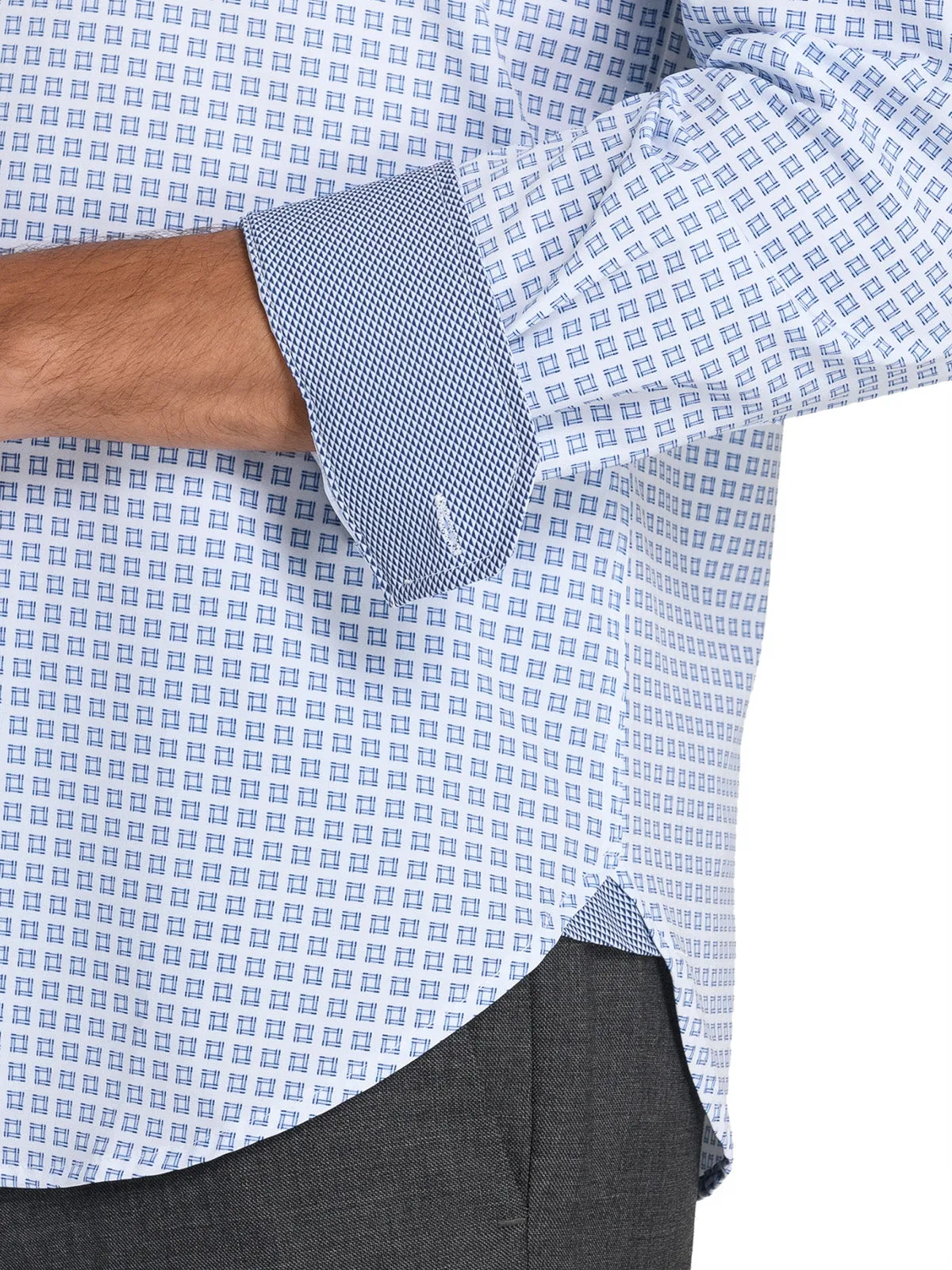 Square Motif Performance Dress Shirt