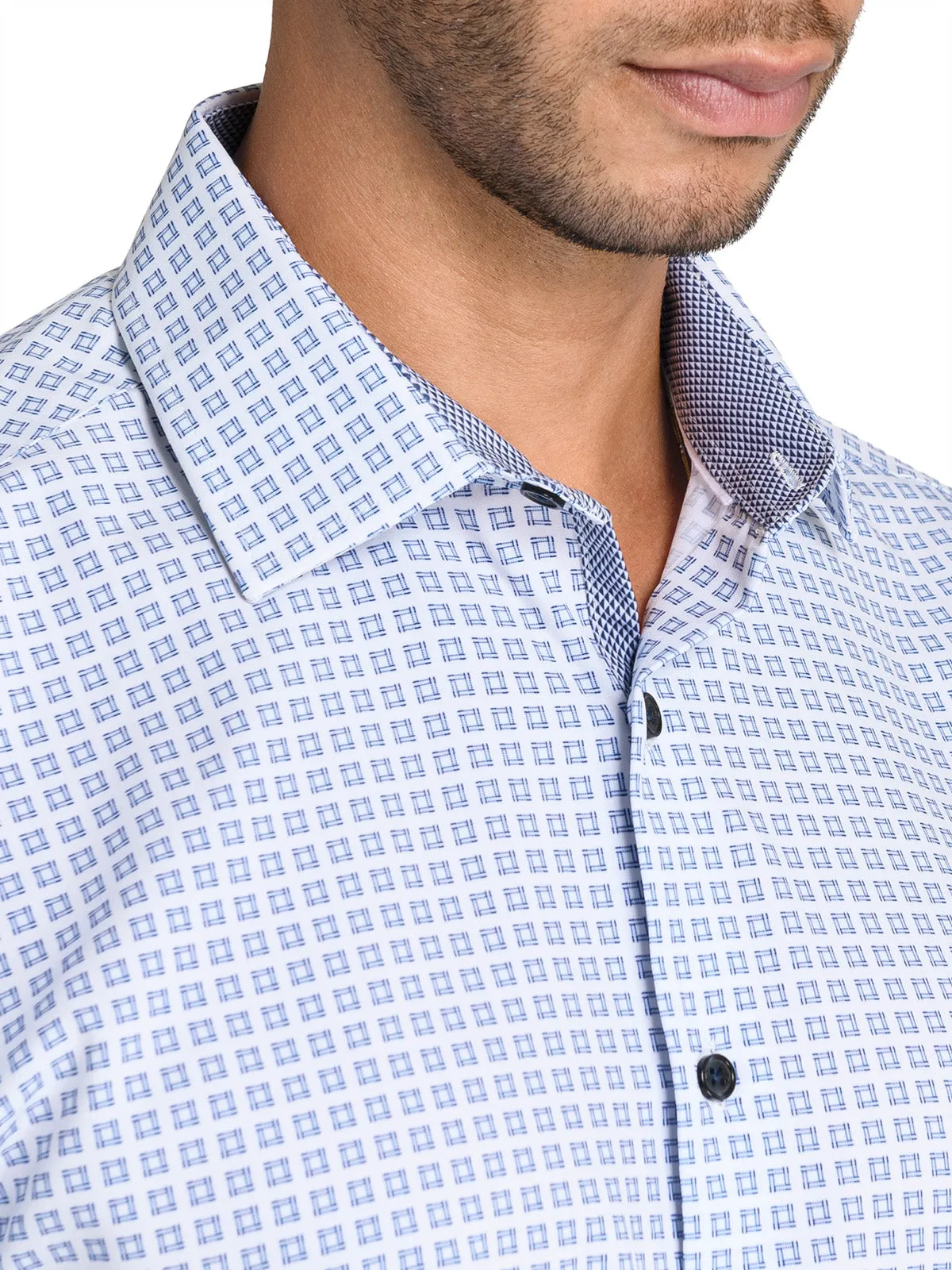 Square Motif Performance Dress Shirt