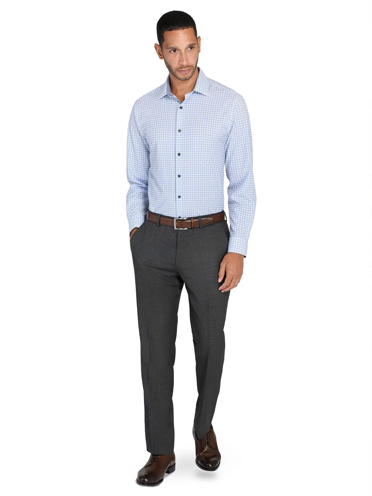 Square Motif Performance Dress Shirt