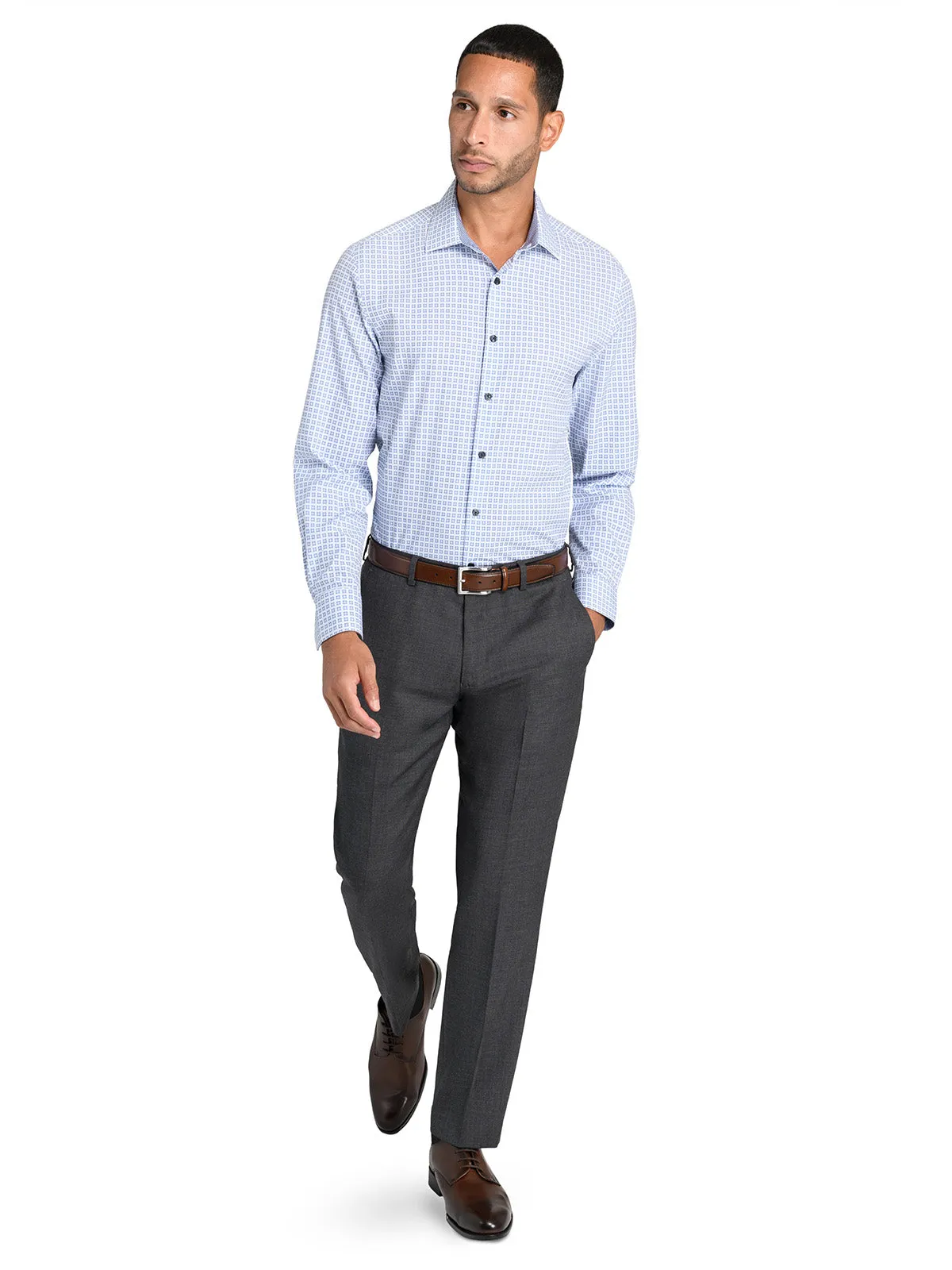 Square Motif Performance Dress Shirt