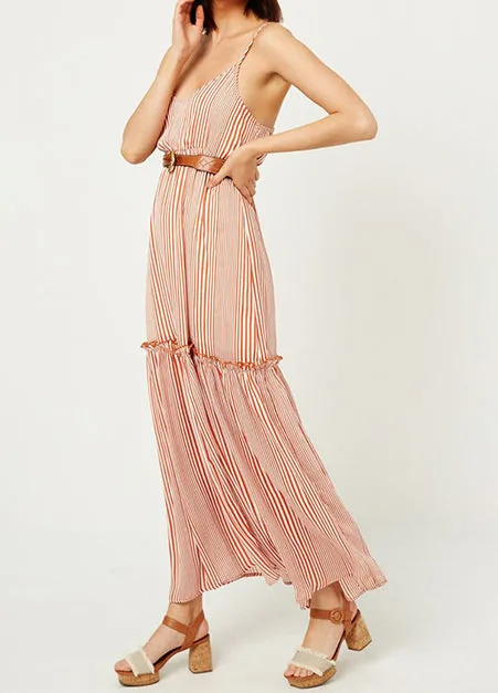 Striped Ruffle Tier Maxi Dress