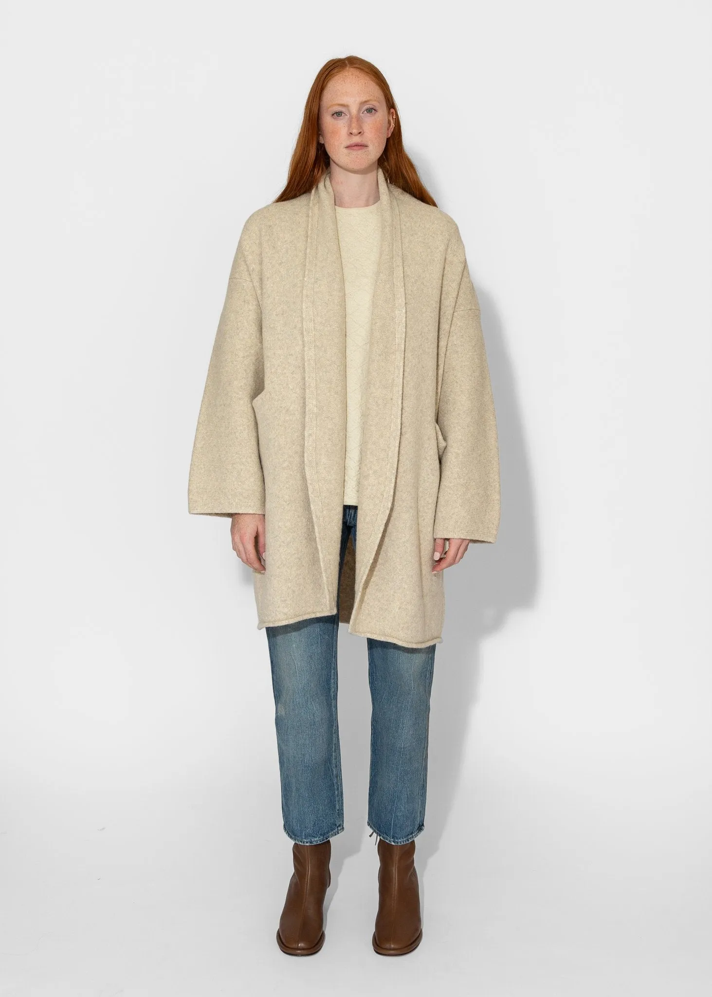 Taper Coat in Ecru