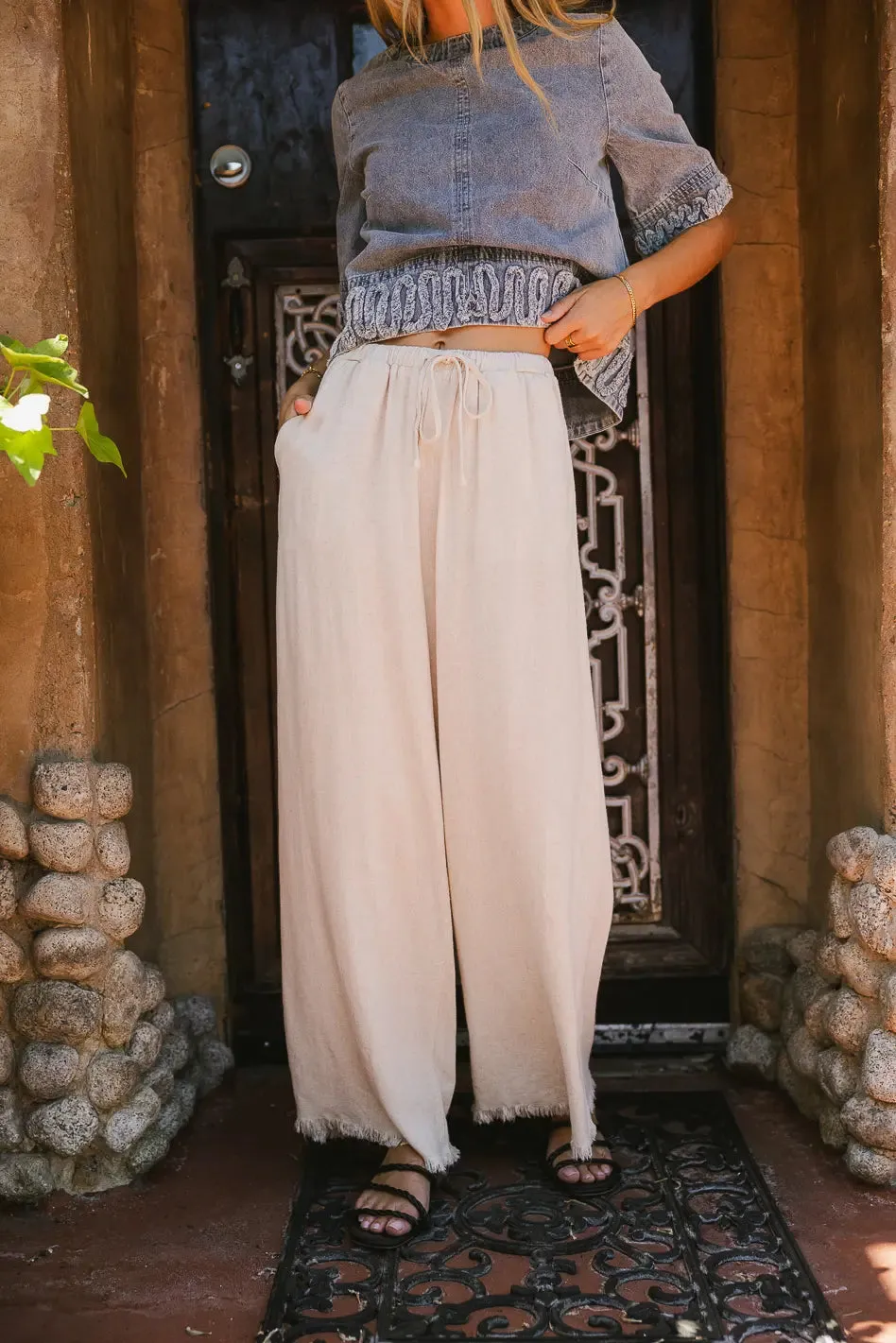 Tatum Woven Pants in Oatmeal - FINAL SALE