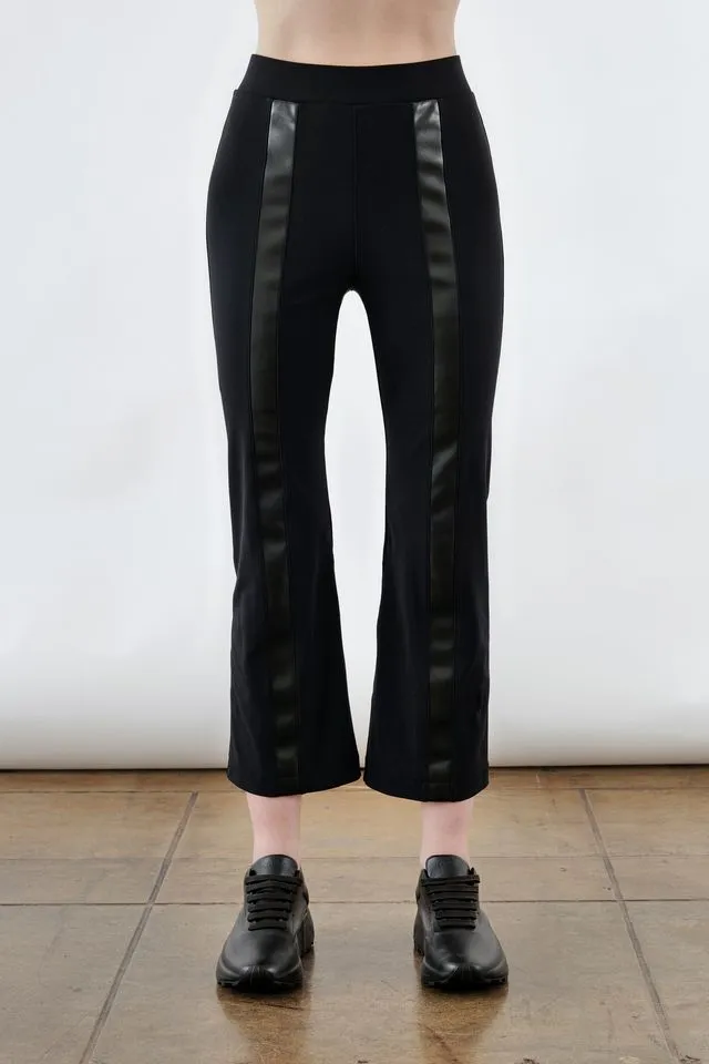 Tech Stretch Cropped Flare Pant with Vegan Leather Stripe - ANITA FA24