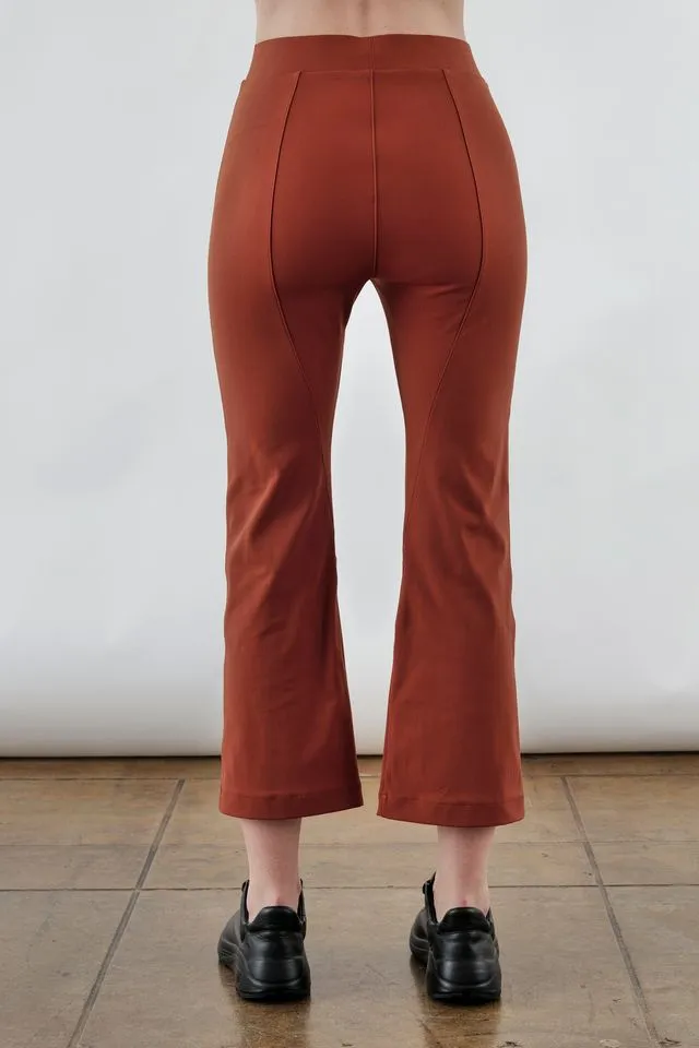 Tech Stretch Cropped Flare Pant with Vegan Leather Stripe - ANITA FA24