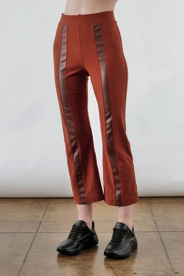 Tech Stretch Cropped Flare Pant with Vegan Leather Stripe - ANITA FA24