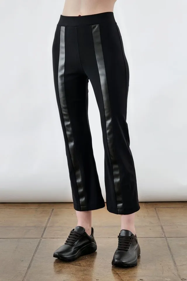 Tech Stretch Cropped Flare Pant with Vegan Leather Stripe - ANITA FA24