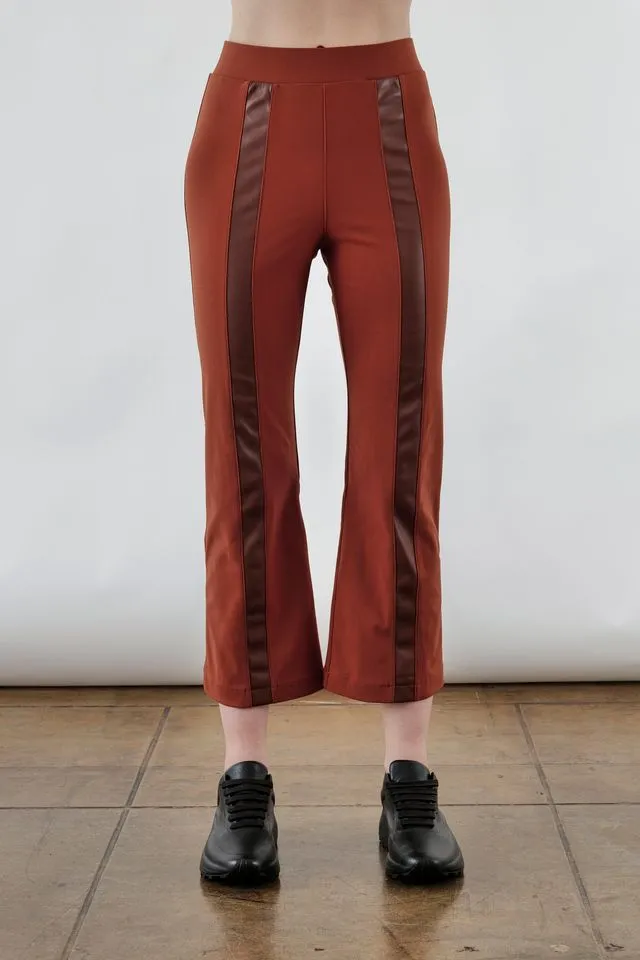 Tech Stretch Cropped Flare Pant with Vegan Leather Stripe - ANITA FA24