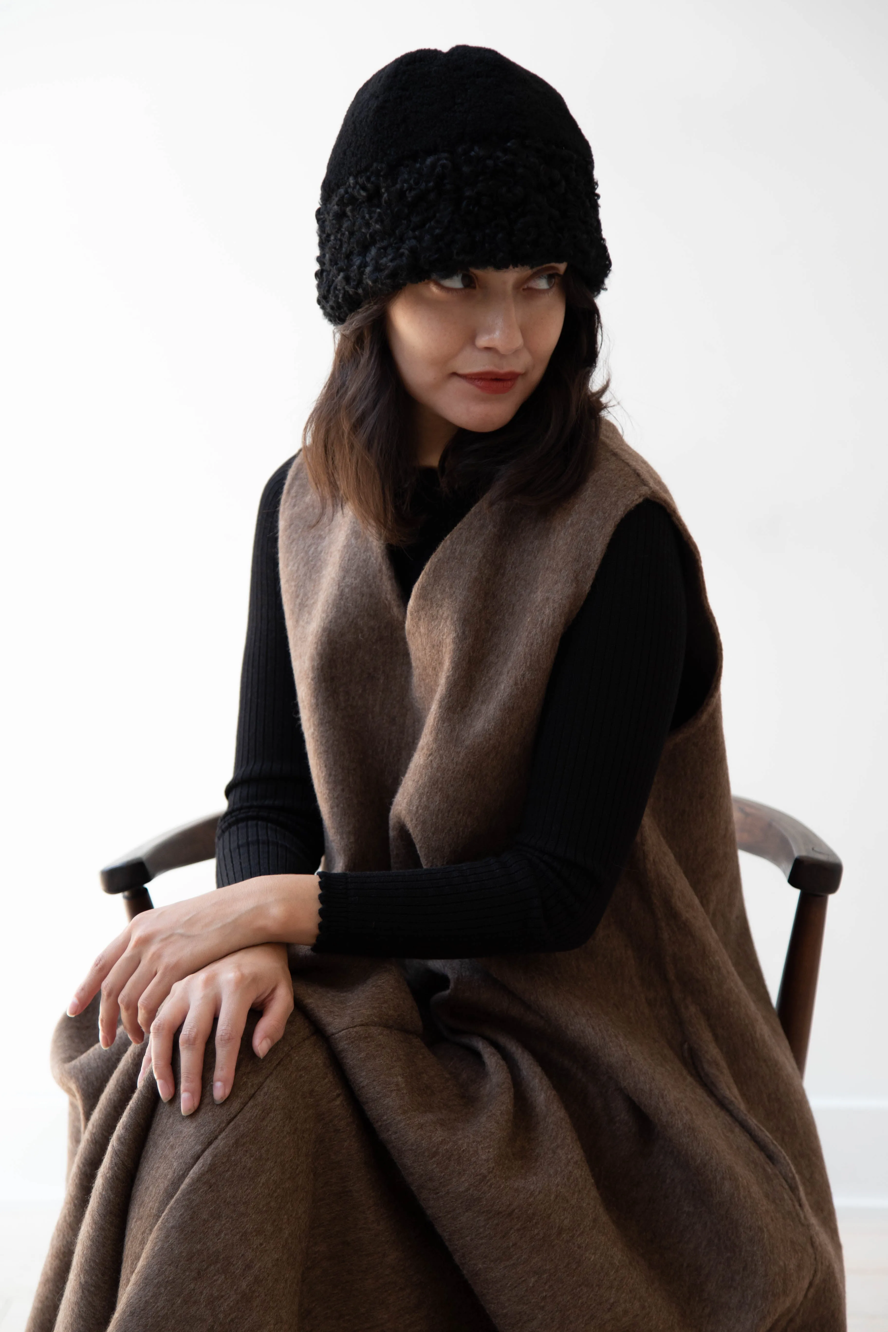 The Backward Vendor | Stewardess Dress in Brown Alpaca Wool