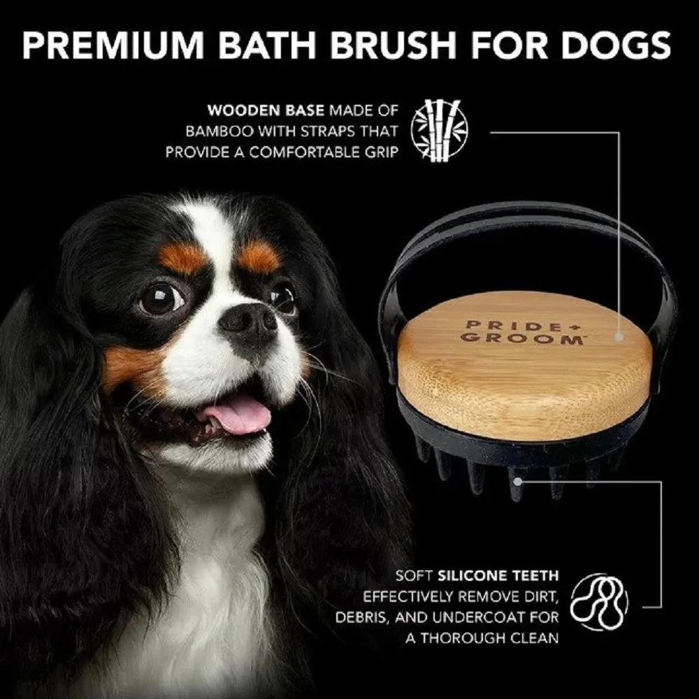 The Bath Brush With Silicone Teeth & Bamboo for Dogs