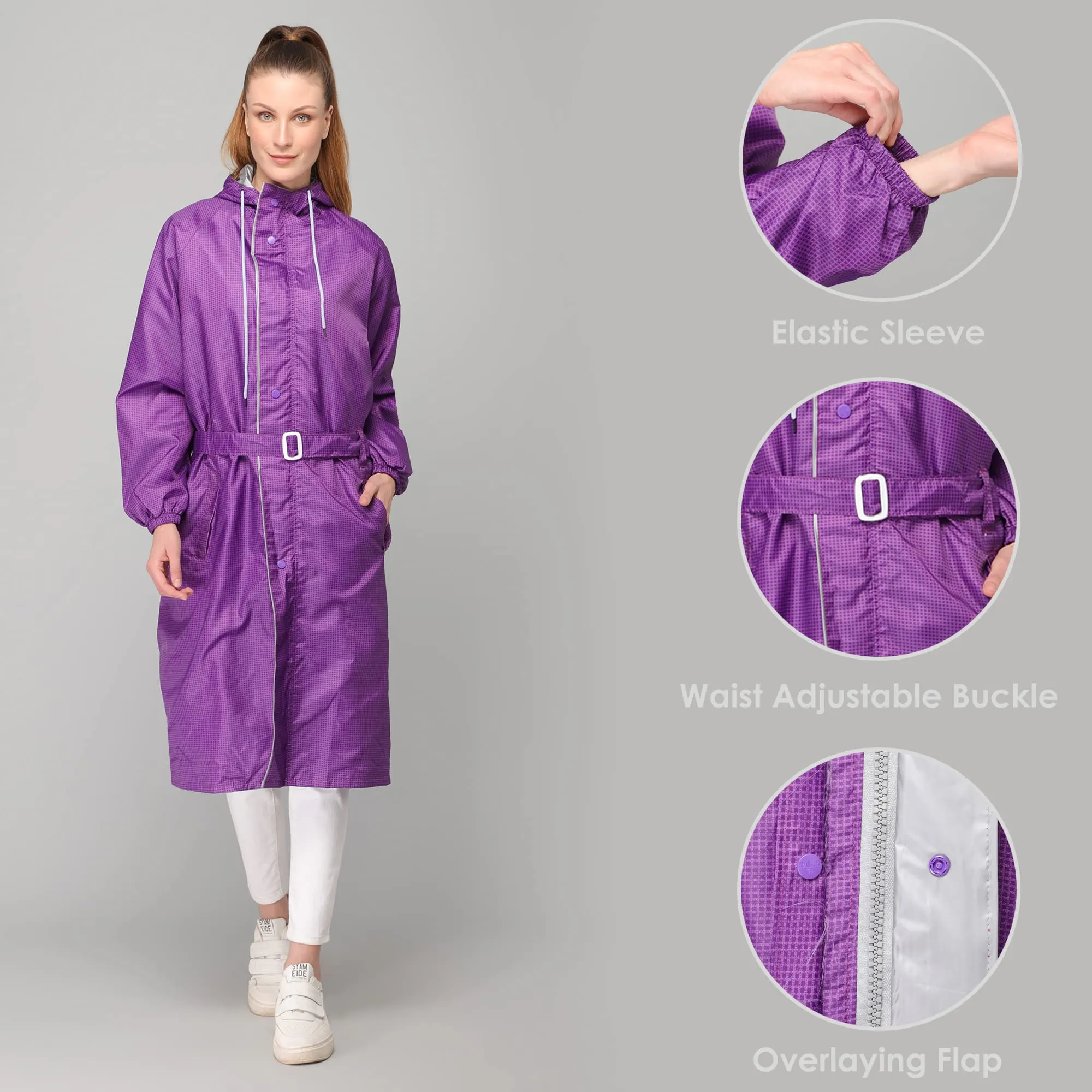 THE CLOWNFISH Raincoats for Women Waterproof Reversible Double Layer. Brilliant Pro Series (Purple, XX-Large)