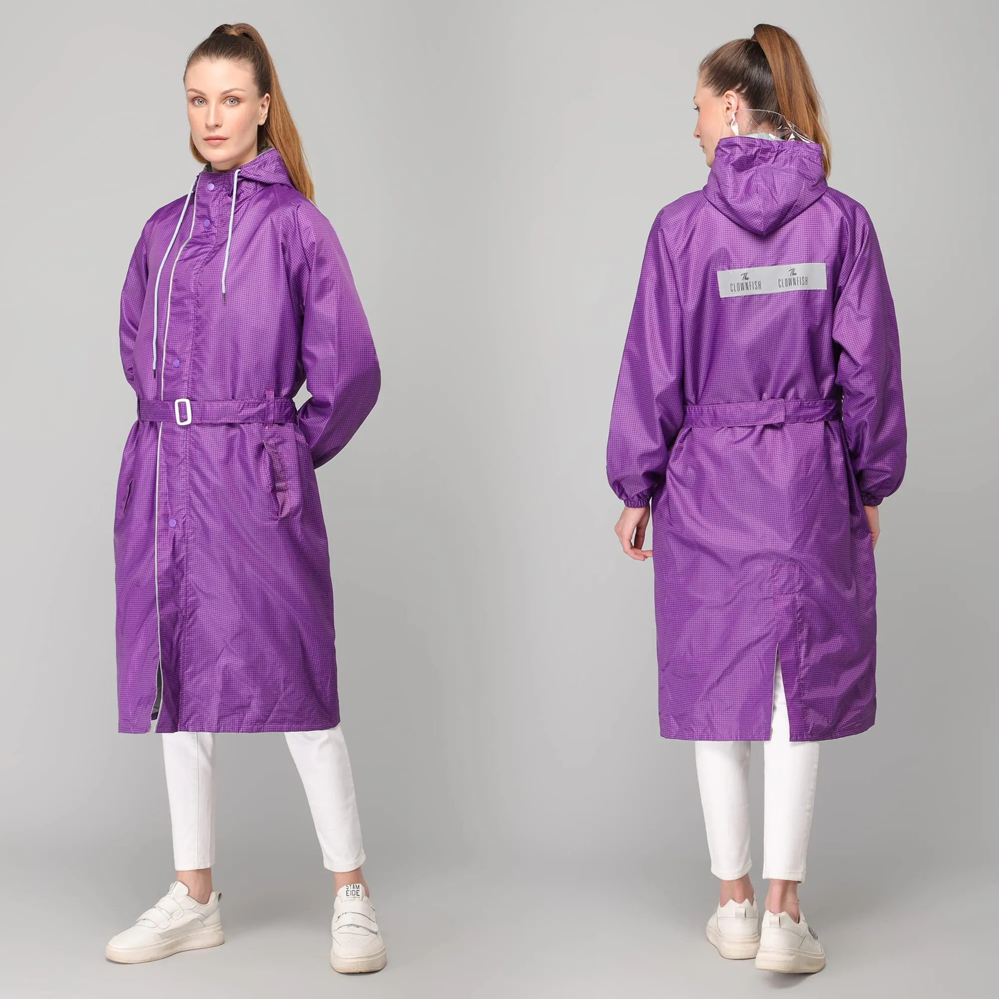 THE CLOWNFISH Raincoats for Women Waterproof Reversible Double Layer. Brilliant Pro Series (Purple, XX-Large)