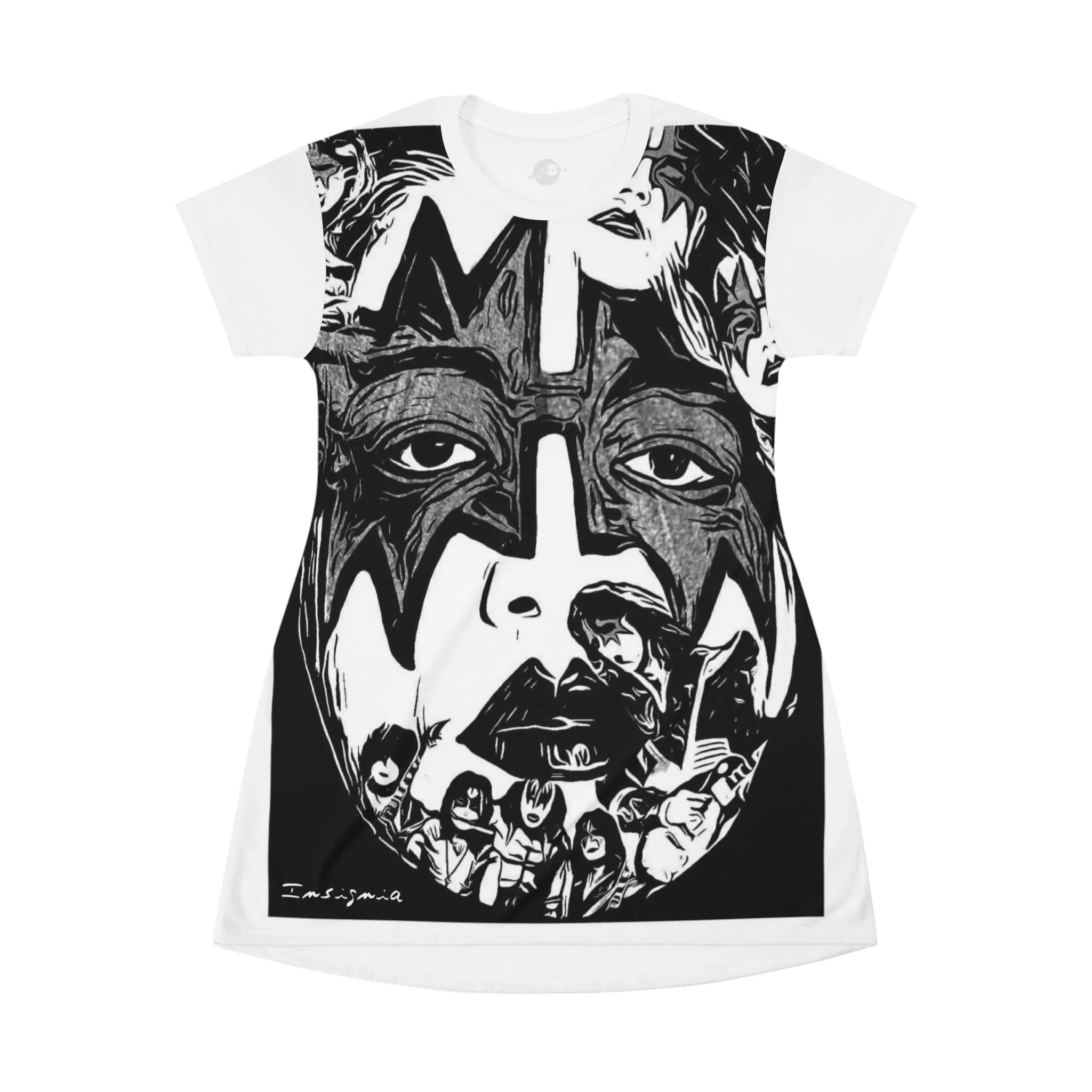 The kiss white All Over Print T-Shirt Dress by Insignia