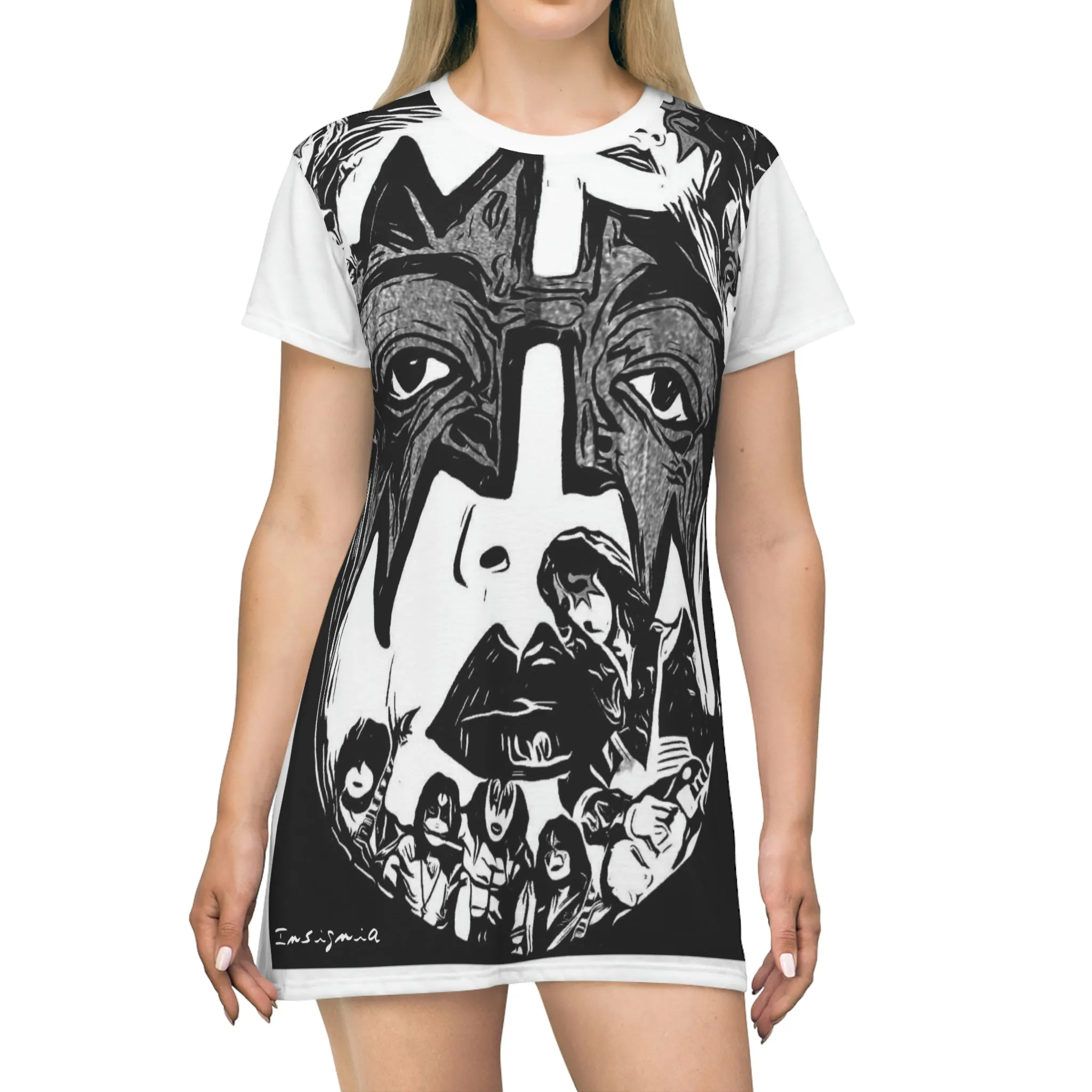 The kiss white All Over Print T-Shirt Dress by Insignia