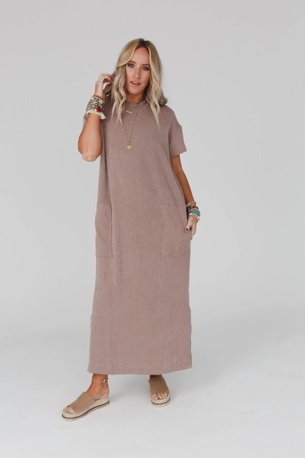 The Nest Easy Days Maxi Slit Tee Dress - Acorn