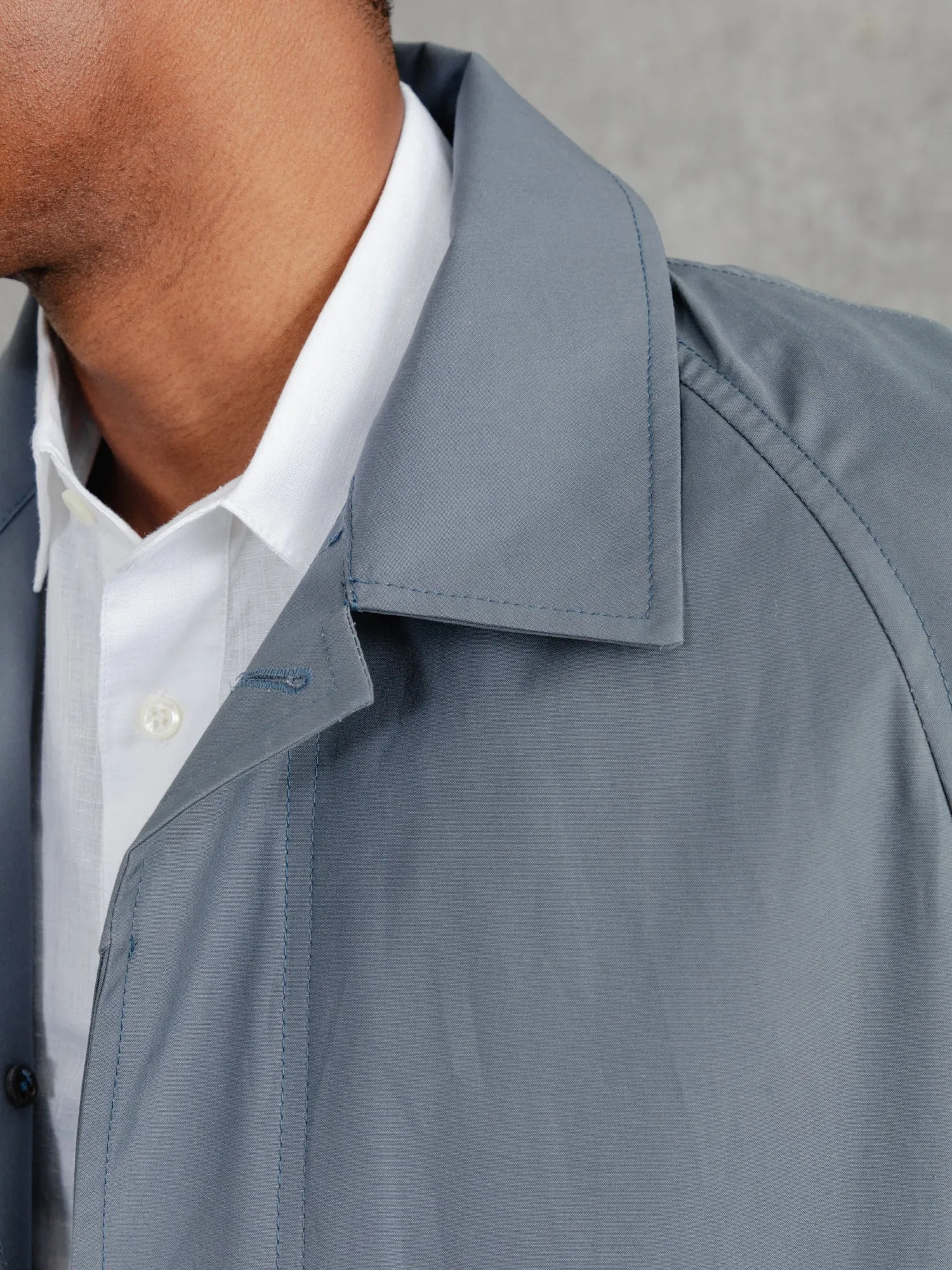 The Ventile® Raglan Raincoat - Storm Sky