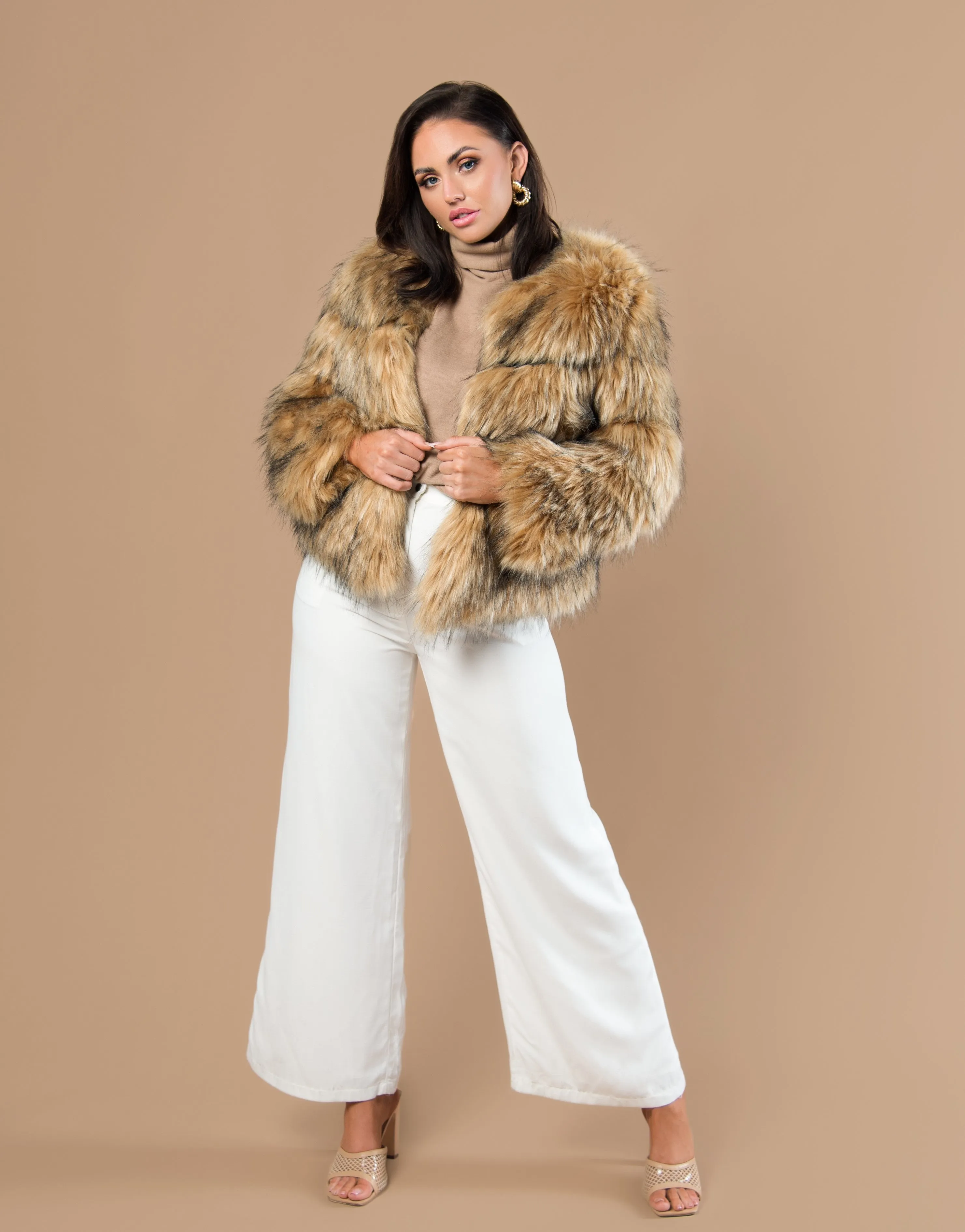 Three Panel Faux Fur Coat