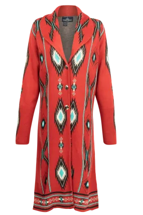 Time of the West Cardigan Coat - Red