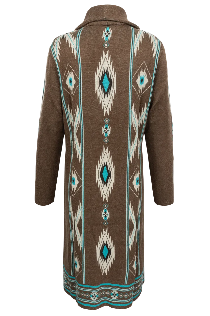 Time of the West Southwestern Sweater Coat - Brown