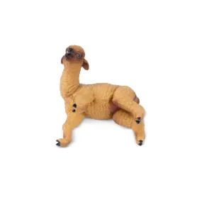 Toymany Lying Brown Alpaca Baby Figurine Toy