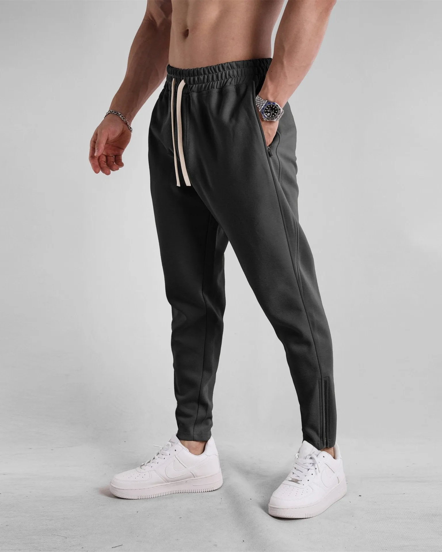 Track Side Sweatpants With Zipper Hem