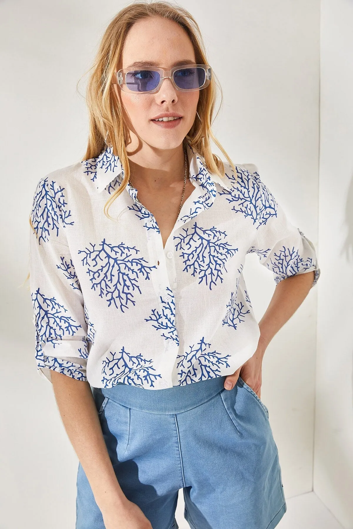 Tree Pattern Cotton & Linen Women Blouse, Summer Blouse, Elegant Blouse, Boho Blouse, Women Top Pattern, Vintage Blouse, Designer Blouse