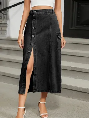 Trendy Elastic Waist Denim Skirt