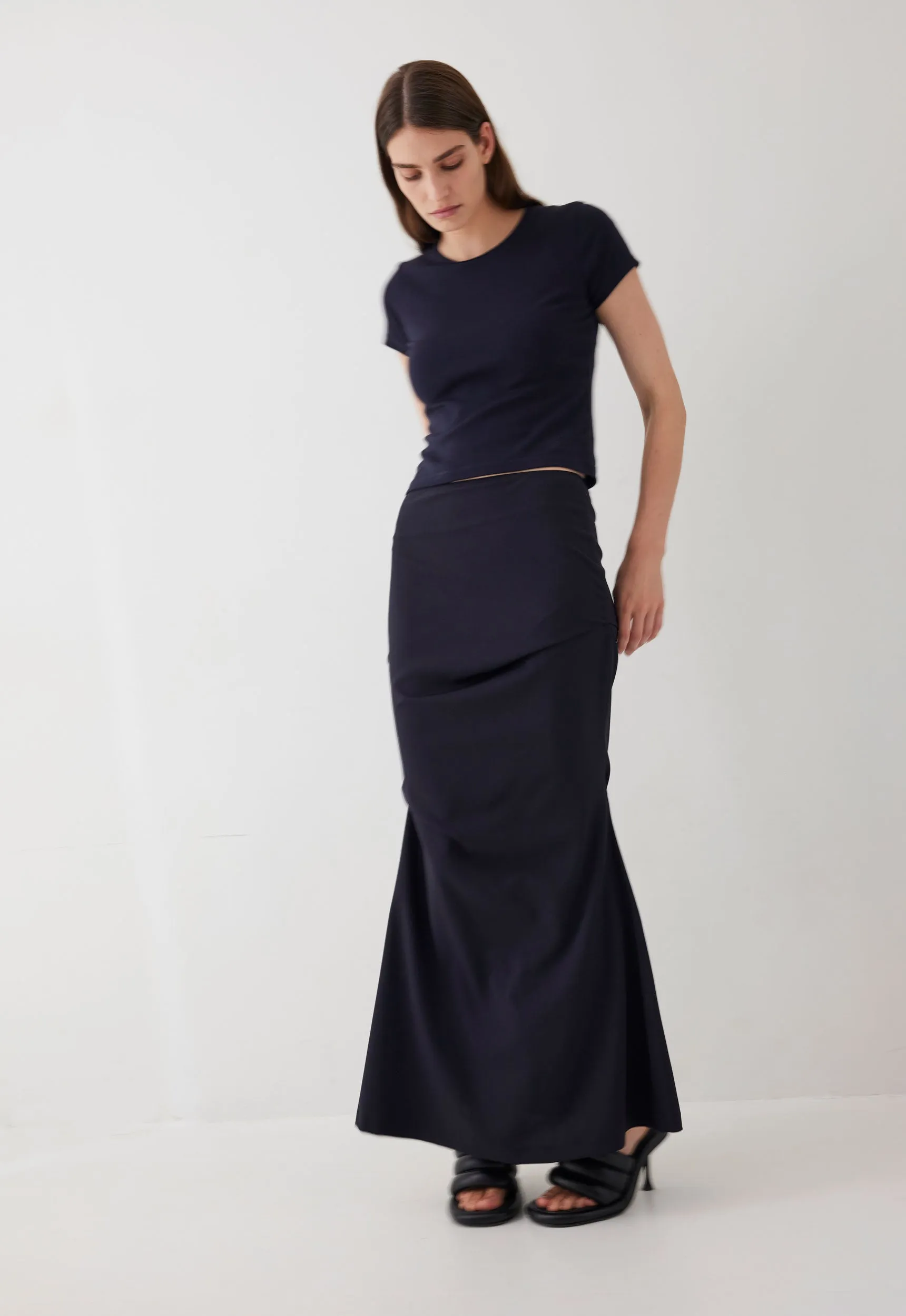 Vector Wool Maxi Skirt - Darkest Navy