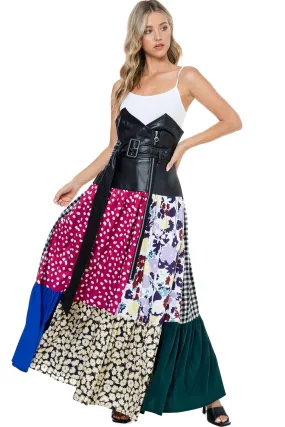 Vegan Patchwork Maxi Skirt