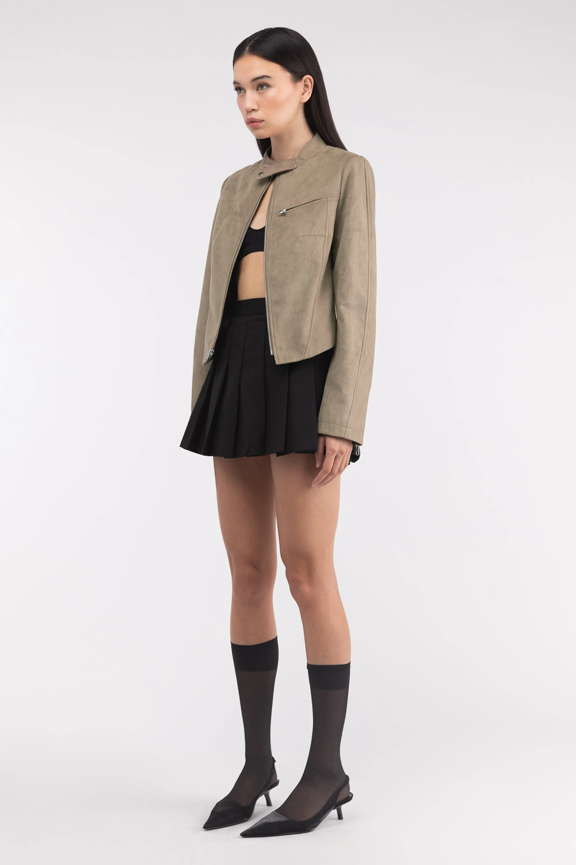 VEGAN SUEDE MOTO JACKET