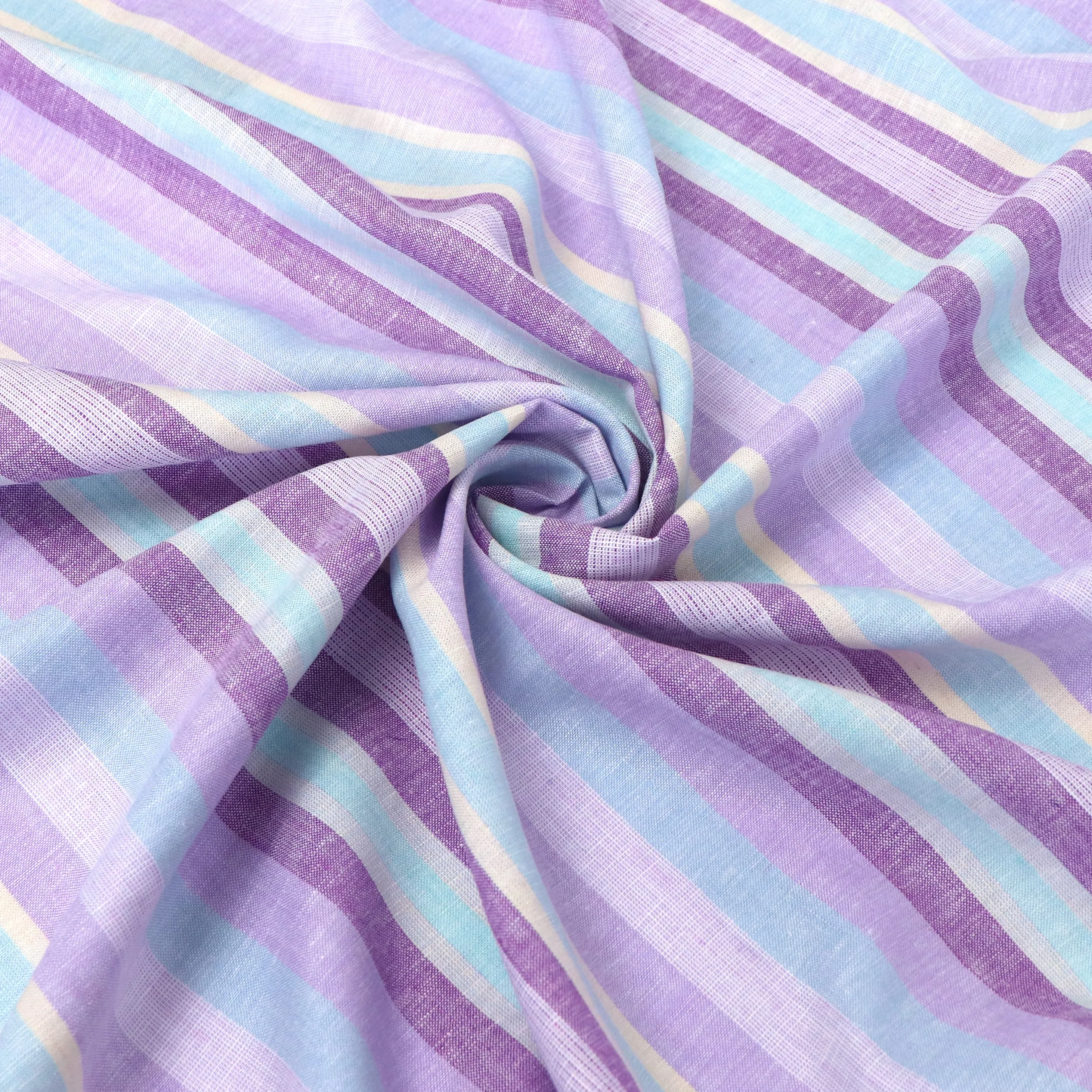 Viscose Linen - Stripe - Lilac & Sky Blue