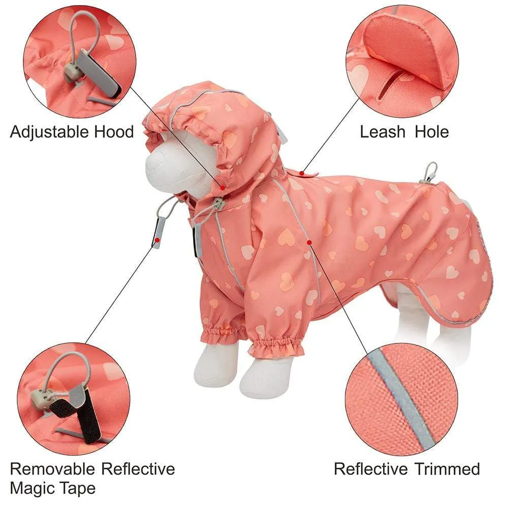 Waterproof | Pink Reflective Dog Raincoat with 2 Legs