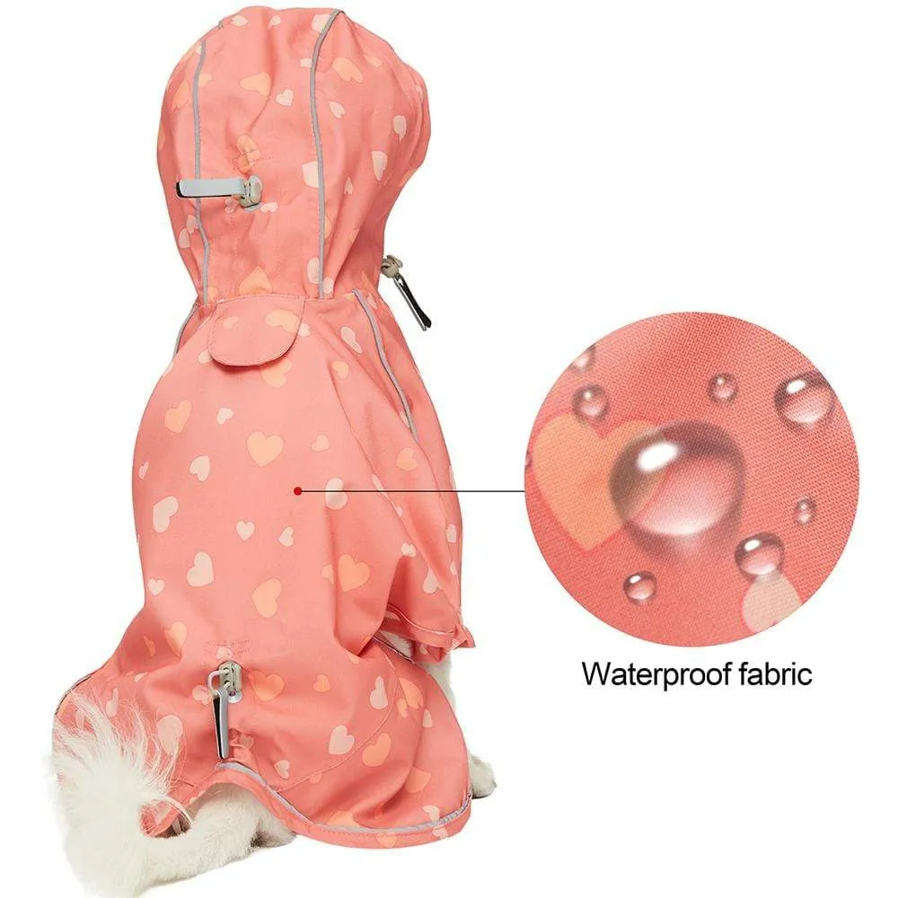 Waterproof | Pink Reflective Dog Raincoat with 2 Legs