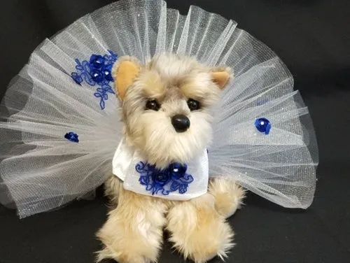 White and Navy Wedding Harness Dress