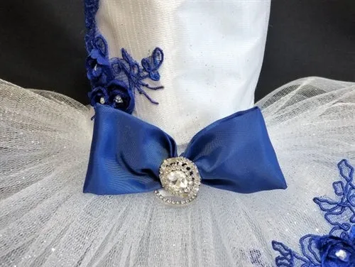 White and Navy Wedding Harness Dress