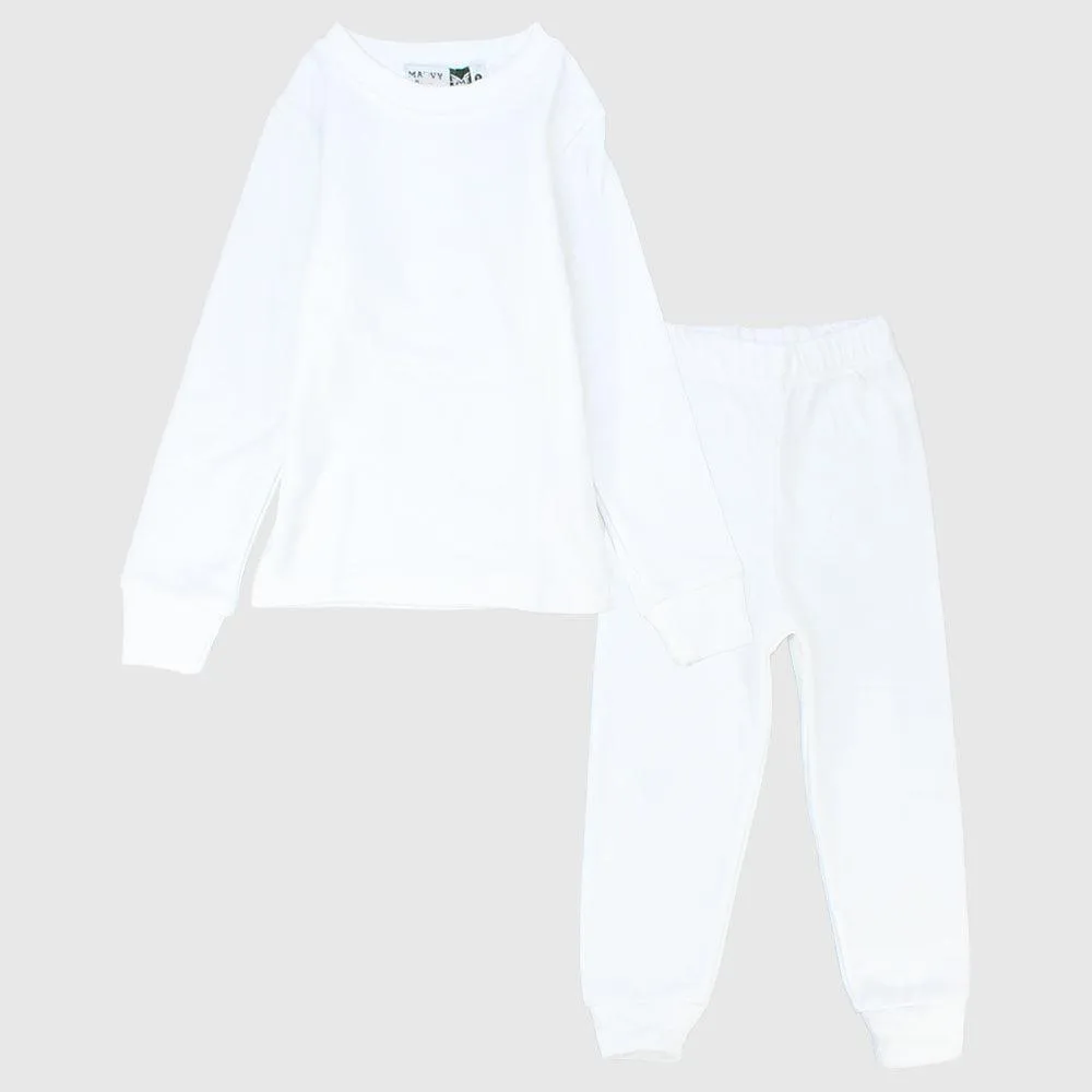 White Long-Sleeved Thermal Underwear Set