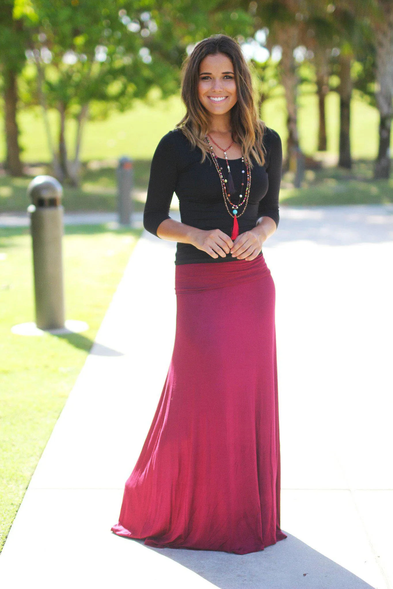 Wine Maxi Skirt