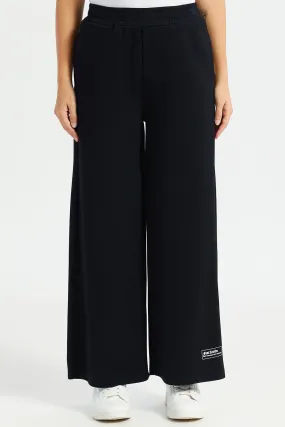 Women Charcoal Wide Leg Print Detail Active Pants