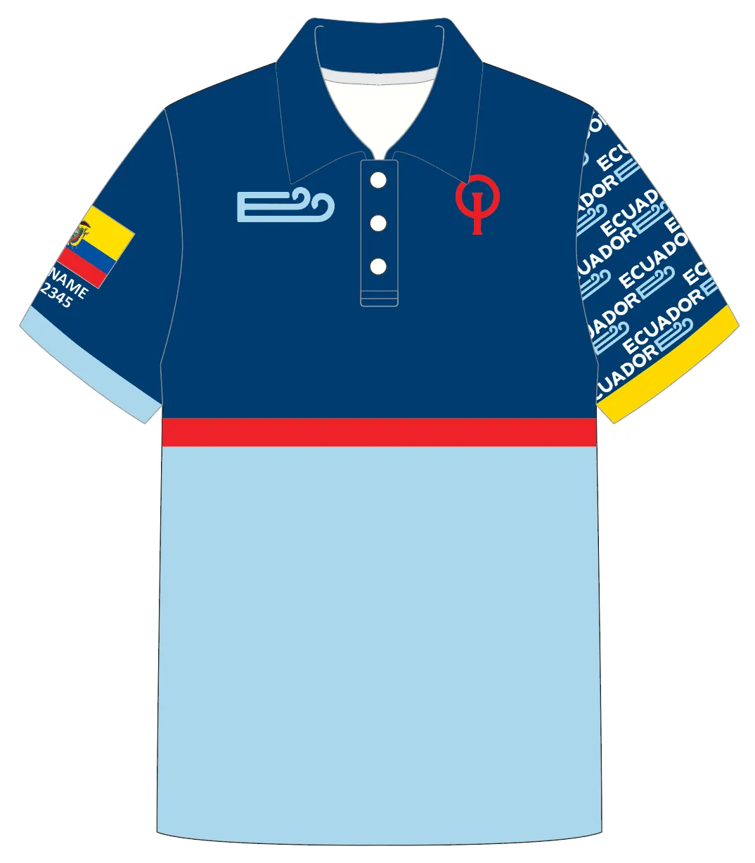 WOMEN POLO SHIRT TOP SHORT SLEEVE BLUE | TEAM ECUADOR OPTIMIST | PSNLZ'D