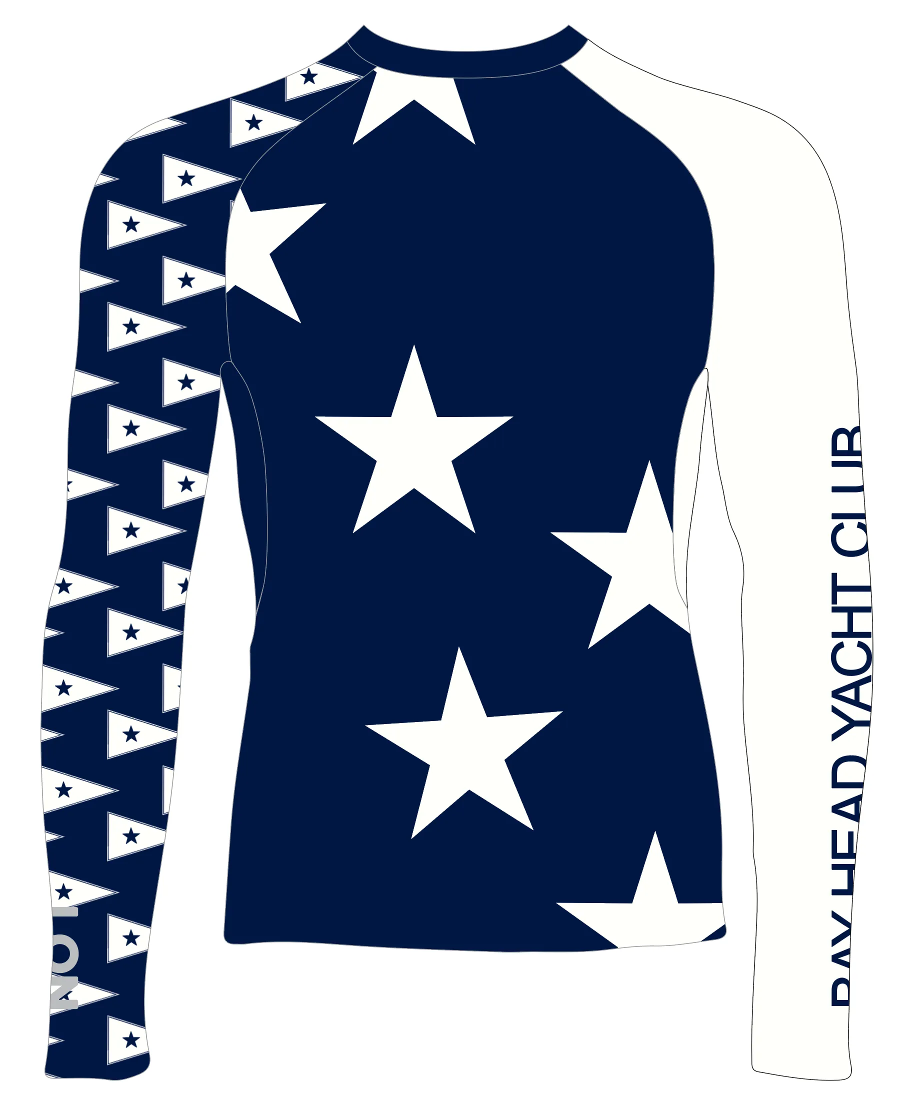 WOMEN RASH GUARD TOP FITTED NAVY | BAY HEAD YACHT CLUB