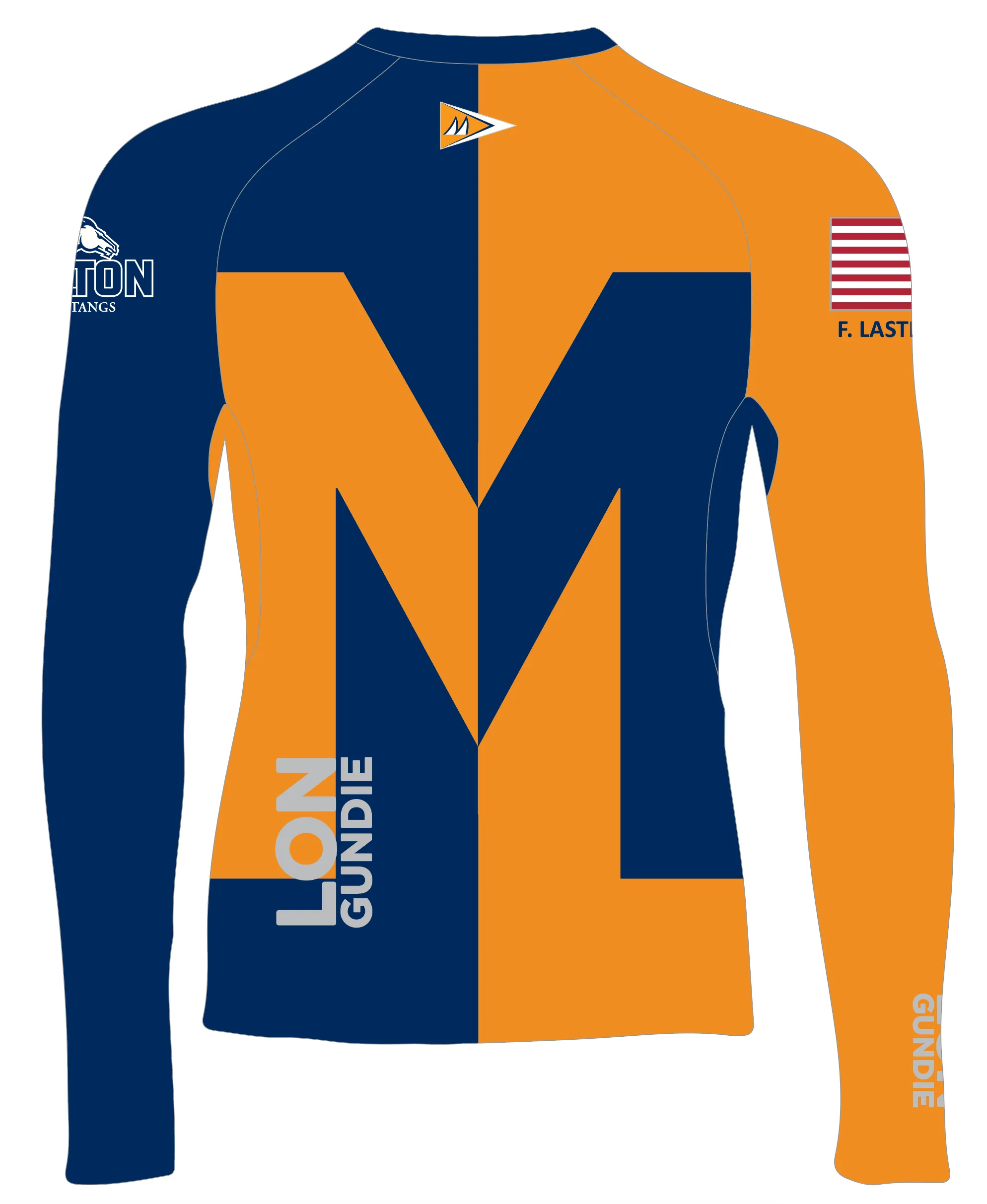 WOMEN RASH GUARD TOP FITTED ORANGE | MILTON ACADEMY SAILING | PSNLZ'D