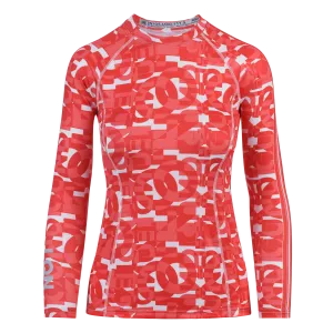 WOMEN RASH GUARD TOP FITTED RED | LON GUNDIE