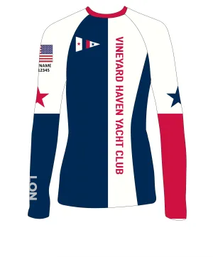 WOMEN RASH GUARD TOP FITTED WHITE | VINEYARD HAVEN YACHT CLUB | PSNLZ'D