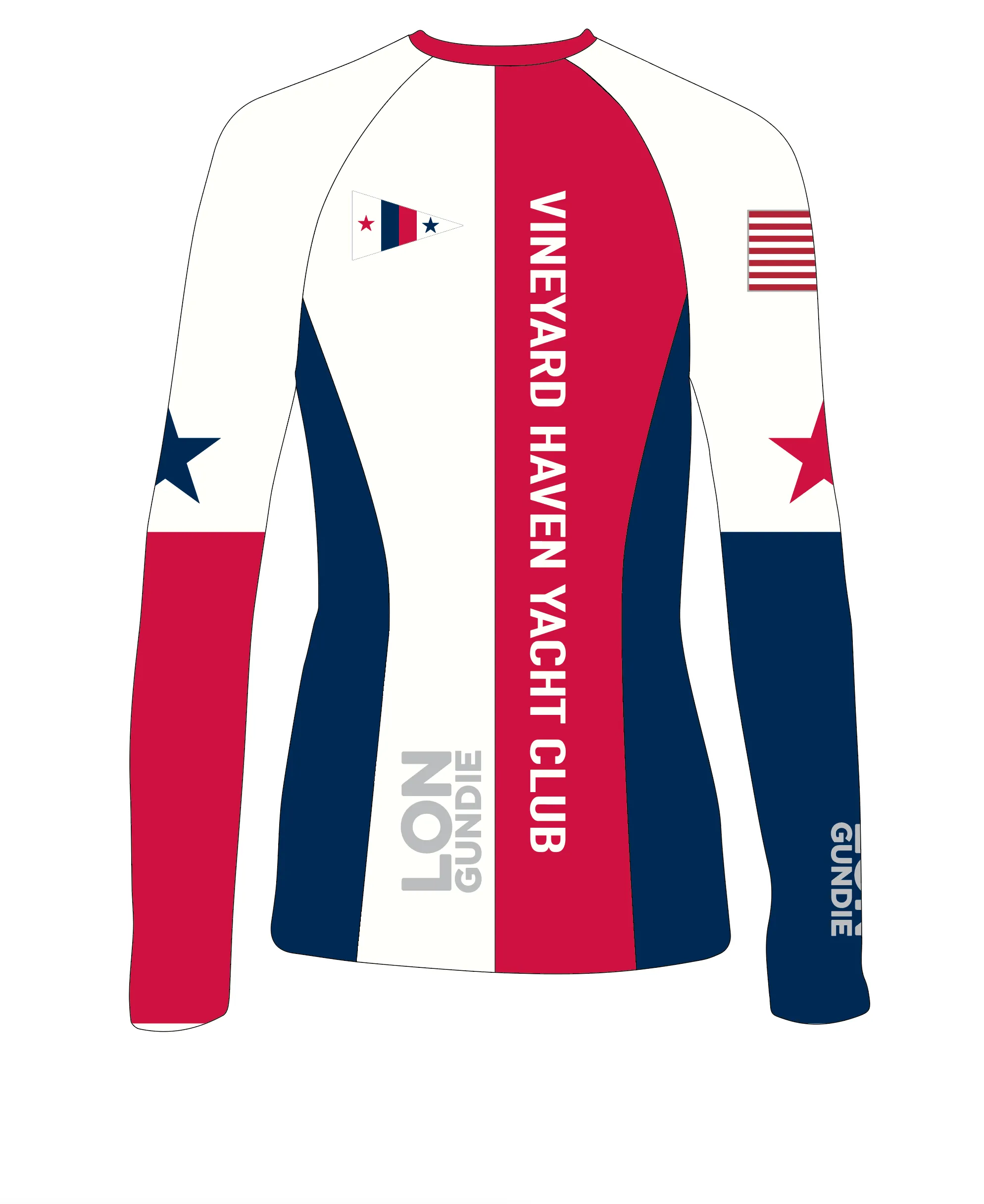 WOMEN RASH GUARD TOP FITTED WHITE | VINEYARD HAVEN YACHT CLUB